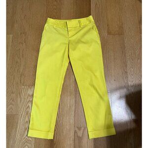 ALICE + OLIVIA Lemon Yellow Cuffed Cropped Pants Size 2